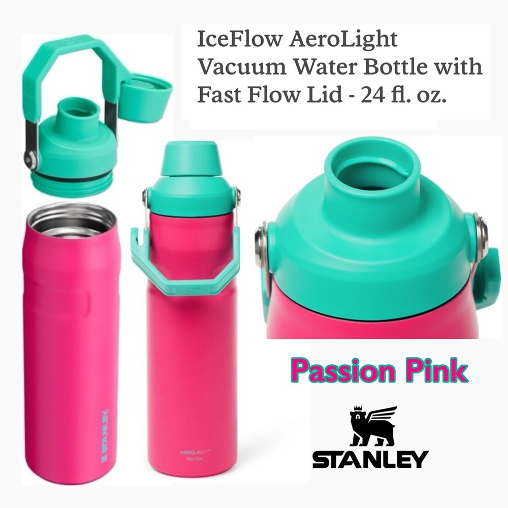 Stanley IceFlow AeroLight Vacuum Water Bottle w Fast Flow Lid Passion Pink 24oz